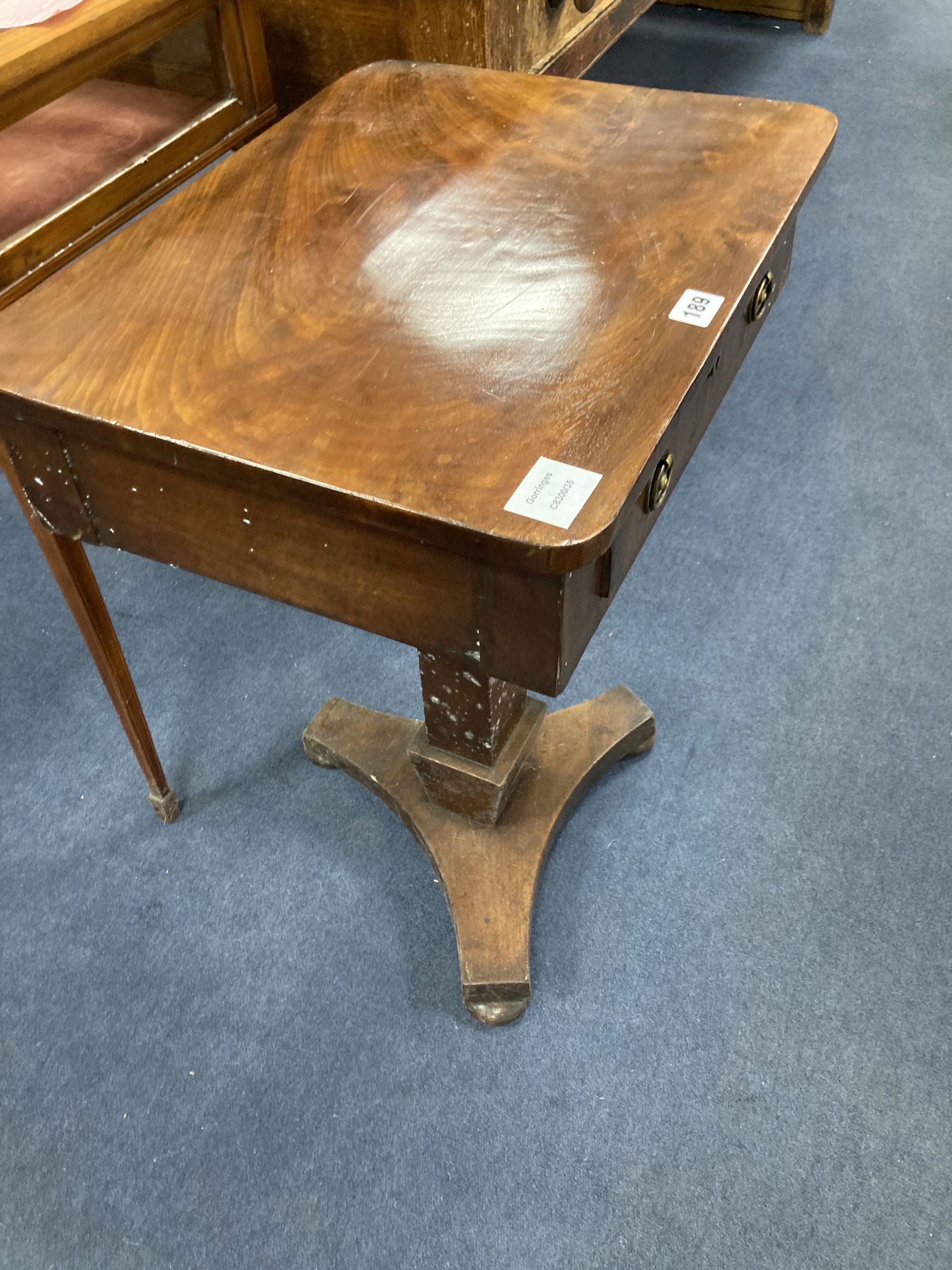 A Victorian mahogany occasional table, width 49cm depth 38cm height 68cm